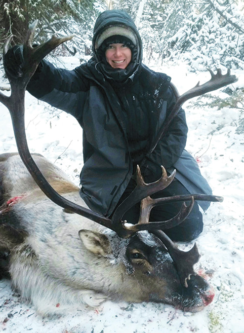 rose kareem with caribou she shot